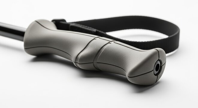 Walking cane grip with adjustable strap in neutral color  