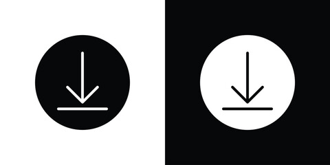 Download icon set. flat icon collection. flat line silhouette set.