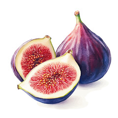 Illustration of fig slices painting design set, Hand-painted style, vectorized, vector set available in EPS, Simple Hand-painted watercolor style	