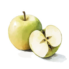 Illustration of apple slices painting design set, Hand-painted style, vectorized, vector set available in EPS, Simple Hand-painted watercolor style	