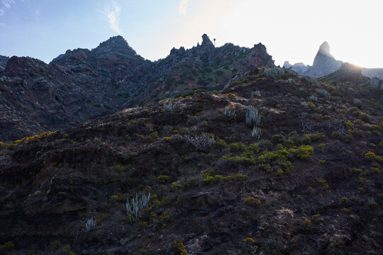 Rugged mountains at Afur-Taganana trail in Anaga, Tenerife