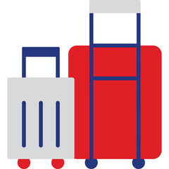 Two Suitcases One Red And One Silver With Blue Trim And Wheels Isolated On White Background Suitable For Travel And Transportation