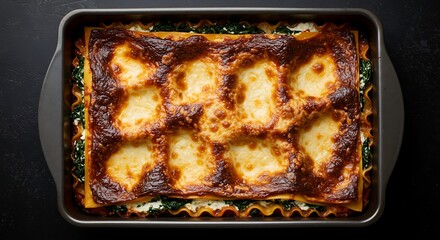 Vegetarian lasagna with spinach and ricotta layers