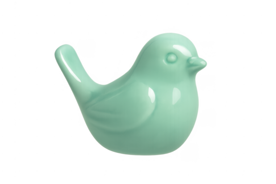 Mint green ceramic bird figurine with glossy finish