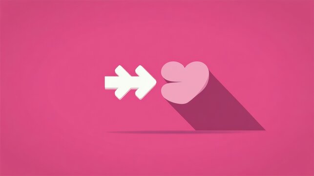 Flat Icon Representing a Heart and an Arrow Symbolizing Affection in a Clean Design