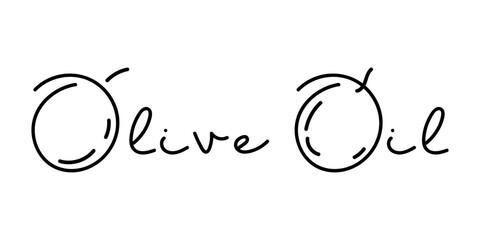 Label for olive oil. Hand drawn next. Vector Illustration in rustic style. Icon for Sticker, Stamp, Tag. Olive oil line Logo design template, company concept, organic, eco-friendly, health and beauty