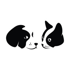CAT AND DOG head vector illustration 