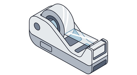 Tape dispenser in clean vector style, soft gray colors, office supply