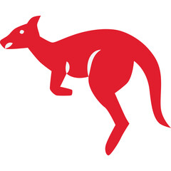 Red Kangaroo Silhouette Leaping Forward On Transparent Background