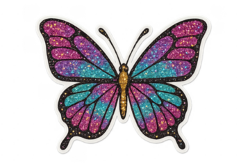 Glitter butterfly sticker with sparkle and colorful wings