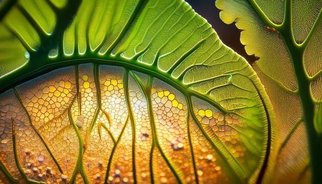 Microscopic View Of Moss Leaf Plagiomnium Affine Brightfield Illumination