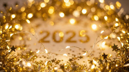 Blurred Golden Bokeh Lights Festive Holiday Background Texture