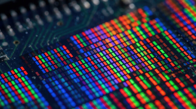 Macro Photography Colorful Oled Screen Subpixel Grid Detail View
