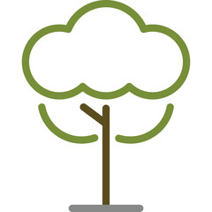 Simple Green Tree Icon Outline On Transparent Background For Nature And Environment Themes