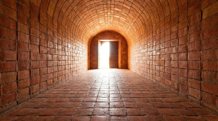 Terracotta Tiled Hallway Leading Open Door Bright Light Composition