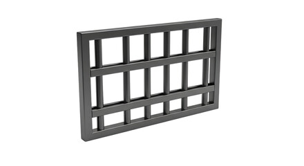 Metallic prison bars, with a three-tier horizontal structure and vertical bars, isolated on a white or transparent background, cutout, PNG