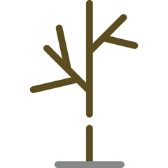 Stylized Brown Bare Tree with Gray Base on Transparent Background Minimalist Graphic Element for Nature Design or Seasonal Decoration