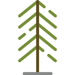 Simple Stylized Green Pine Tree With Brown Trunk And Grey Base On Transparent Background Minimalist Nature Icon Vector Illustration