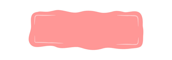 Naklejka premium Pink wavy rectangle with fluid hand drawn frame. Banner shape works as a quote box and tag, perfect as a label or stylish background for creative message concepts.