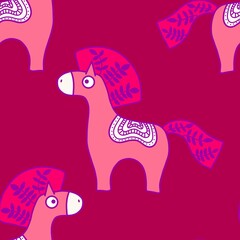 Christmas animals seamless horse pattern for wrapping paper and fabrics and party and kids print