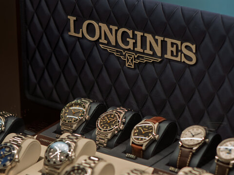 Longines Luxury Watches Displayed in Elegant Showcase