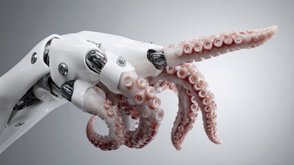 Futuristic Prosthetic Tentacle Finger Attachment Showcases Innovative Medical Technology in a Professional Setting