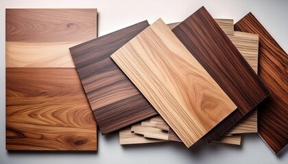 variety of wood and laminate flooring options light and dark wood samples for interior design and home renovation concept different texture samples