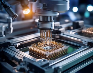 a close up of nanotechnology machinery working at a microscopic level