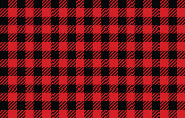 Lumberjack plaid seamless pattern, red black buffalo plaid texture chequered pattern background for christmas winter clothing textile design
