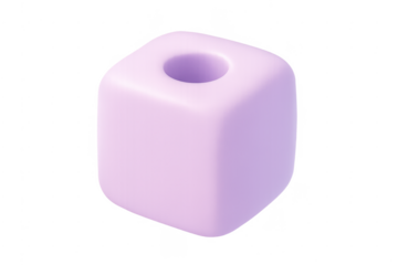 Pastel purple 3d cube with hole soft edges