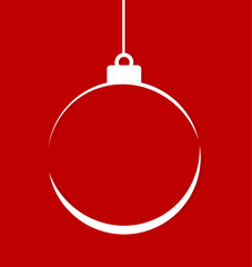 Christmas ball ornament on red background. Vector illustration.