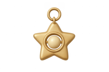 Gold star pendant charm with transparent background