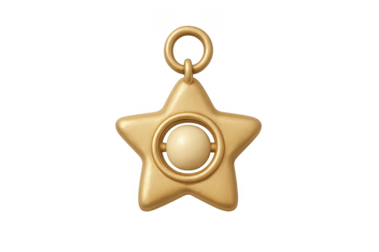 Gold star pendant charm with transparent background - Powered by Adobe