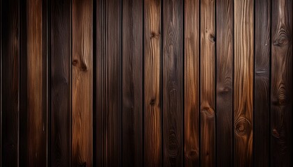 Naklejka premium A Close Up Shot Of A Dark Wood Wall With Vertical Slats Of Varying Widths