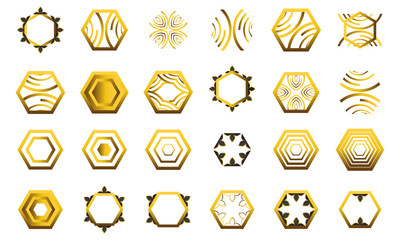 Luxury Gold Hexagon Frame Ornament Set