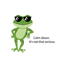 Chill Frog with Sunglasses "Calm Down It's Not That Serious" Funny Meme 