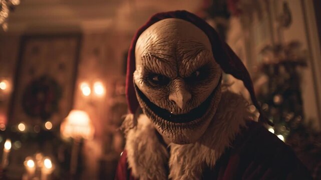 Creepy Christmas Elf in Shadowy Room