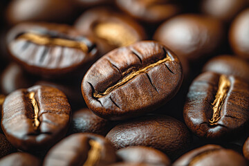 Fototapeta premium Detailed Texture of Aromatic Roasted Coffee Beans