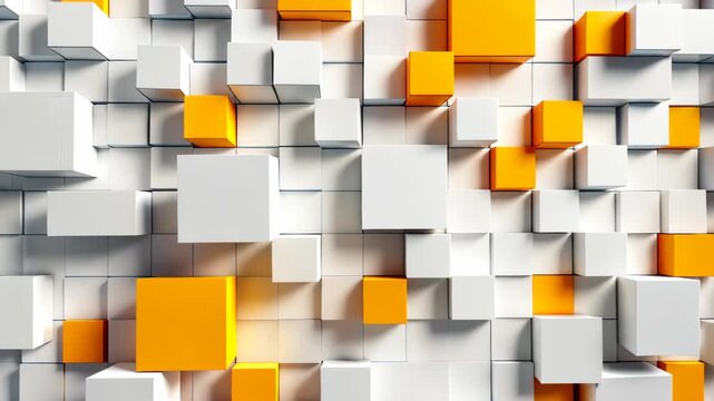 Abstract Cubic Pattern: An eye-catching and intricate pattern featuring an array of 3D cubes in shades of white and orange, creating a dynamic visual experience.
