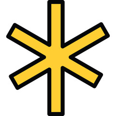 Fototapeta premium Yellow Star of Life Symbol with Six Points on a Transparent Background Medical Emergency Emblem