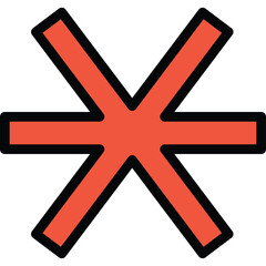 Red Starburst Symbol with Black Outline on Transparent Background Simple Geometric Shape Abstract Graphic Element