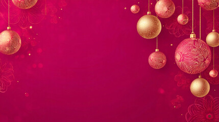 Obraz premium 赤とゴールドのクリスマスオーナメントの背景フレーム 