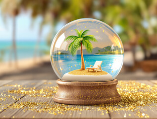 Tropical Christmas Snow Globe
