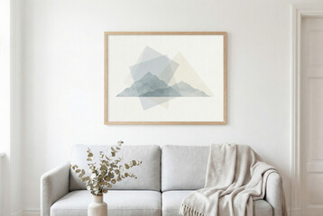 Minimalist Abstract Mountain Landscape in Neutral Interior create with ai