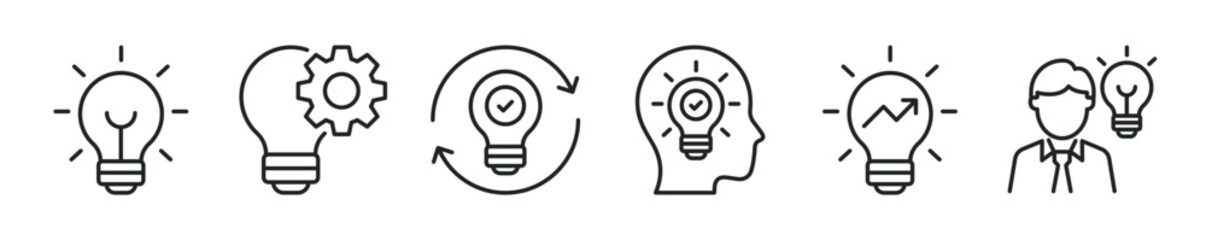 Creativity  thin line icon set. Web minimal editable stroke icons