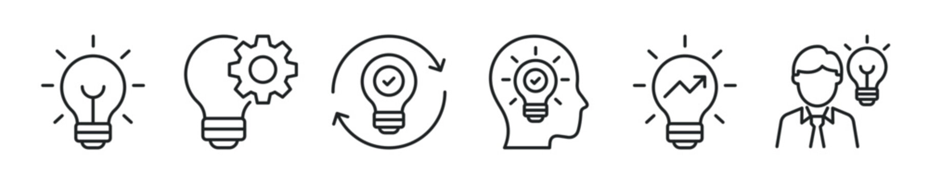 Creativity  thin line icon set. Web minimal editable stroke icons