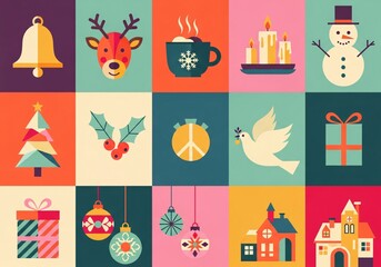 Festive Flat Design Holiday Icons