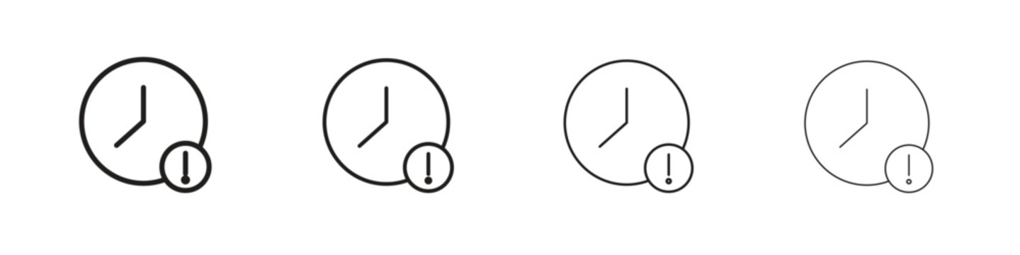 Alarm exclamation icon set. A collection of simple black thin strokes icons