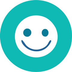 Teal Circle Target Icon With Smiling Face Inside And Blue Outline On White Background Minimalist Graphic Design Symbol Of Happiness And Positivity