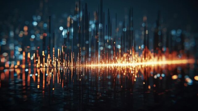 Cinematic Close-Up Animation of a Music Sound wave Pulsing with Dynamic Beats and BPM, Visualizing Audio Frequencies, Rhythm, and Energy in a Vibrant, Immersive, and Electrifying Musical Experience